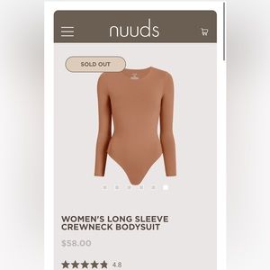 Nuuds clay crewneck bodysuit xs